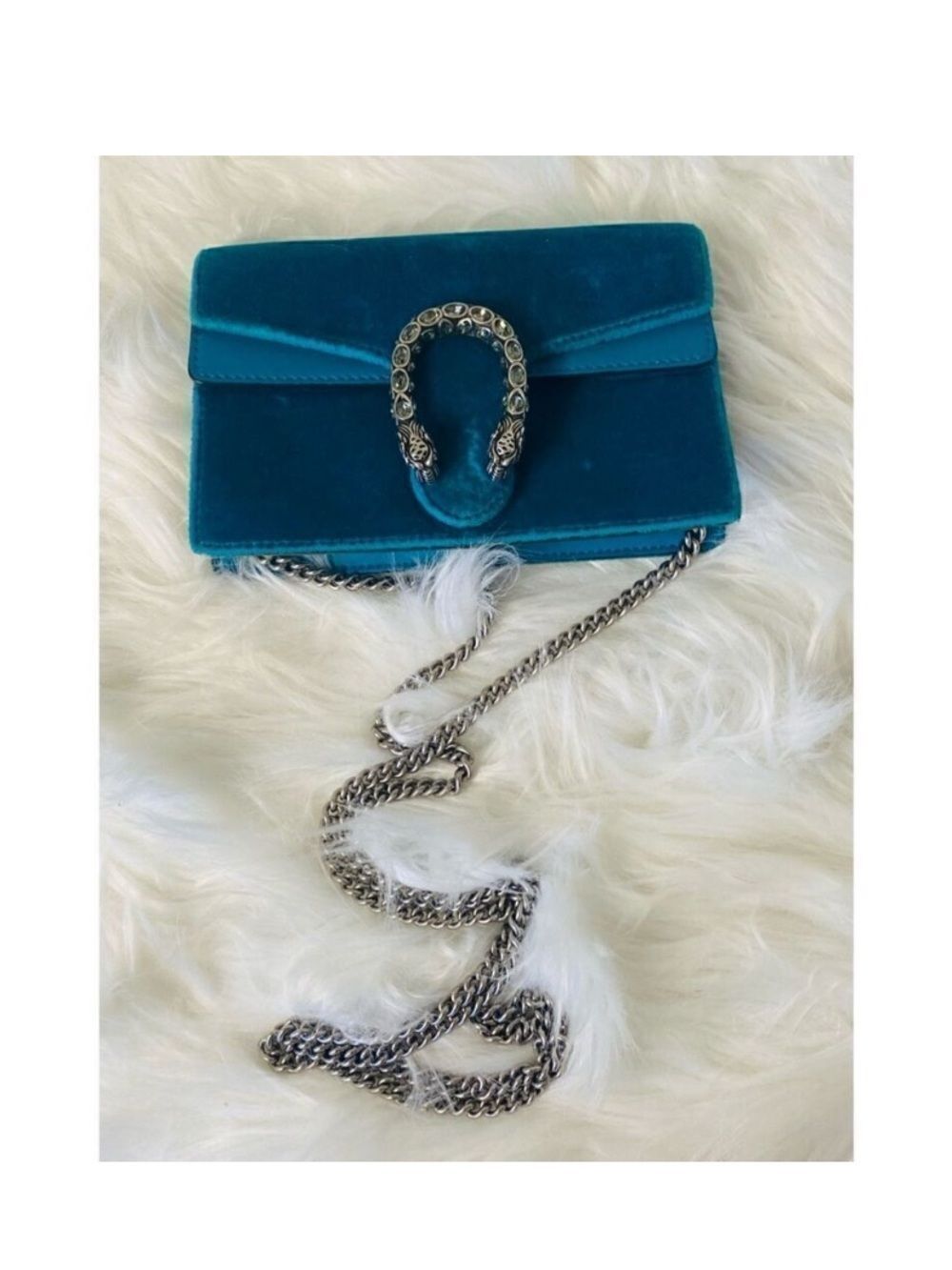 🛍️ Gucci Dionysus Authentic Super Mini Teal Velvet bag with Original Hardware